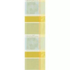 Chemin de table pur coton motif jacquard jaune vert Mille lieues aube