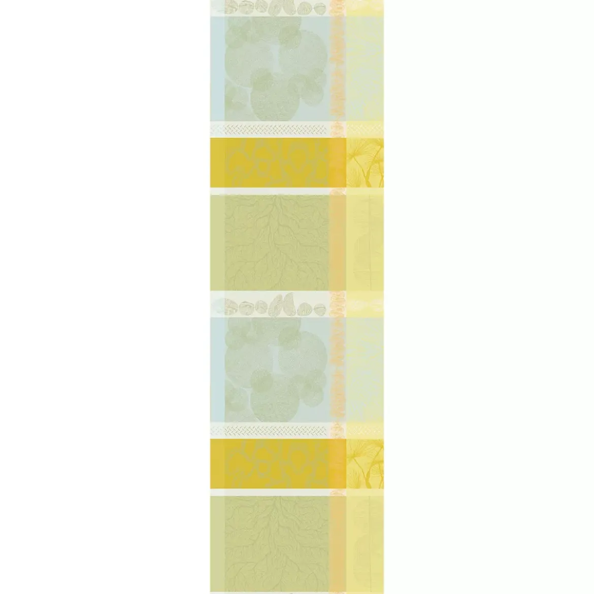 Chemin de table pur coton motif jacquard jaune vert Mille lieues aube