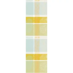 Chemin de table pur coton motif jacquard jaune vert Mille lieues aube