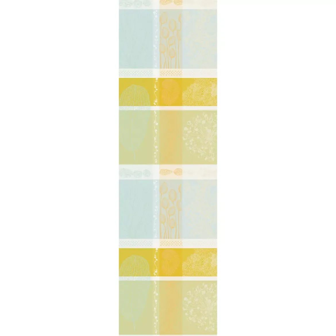 Chemin de table pur coton motif jacquard jaune vert Mille lieues aube
