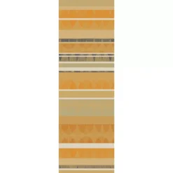 Chemin de table pur coton motif jacquard beige marron Mille edo cuir