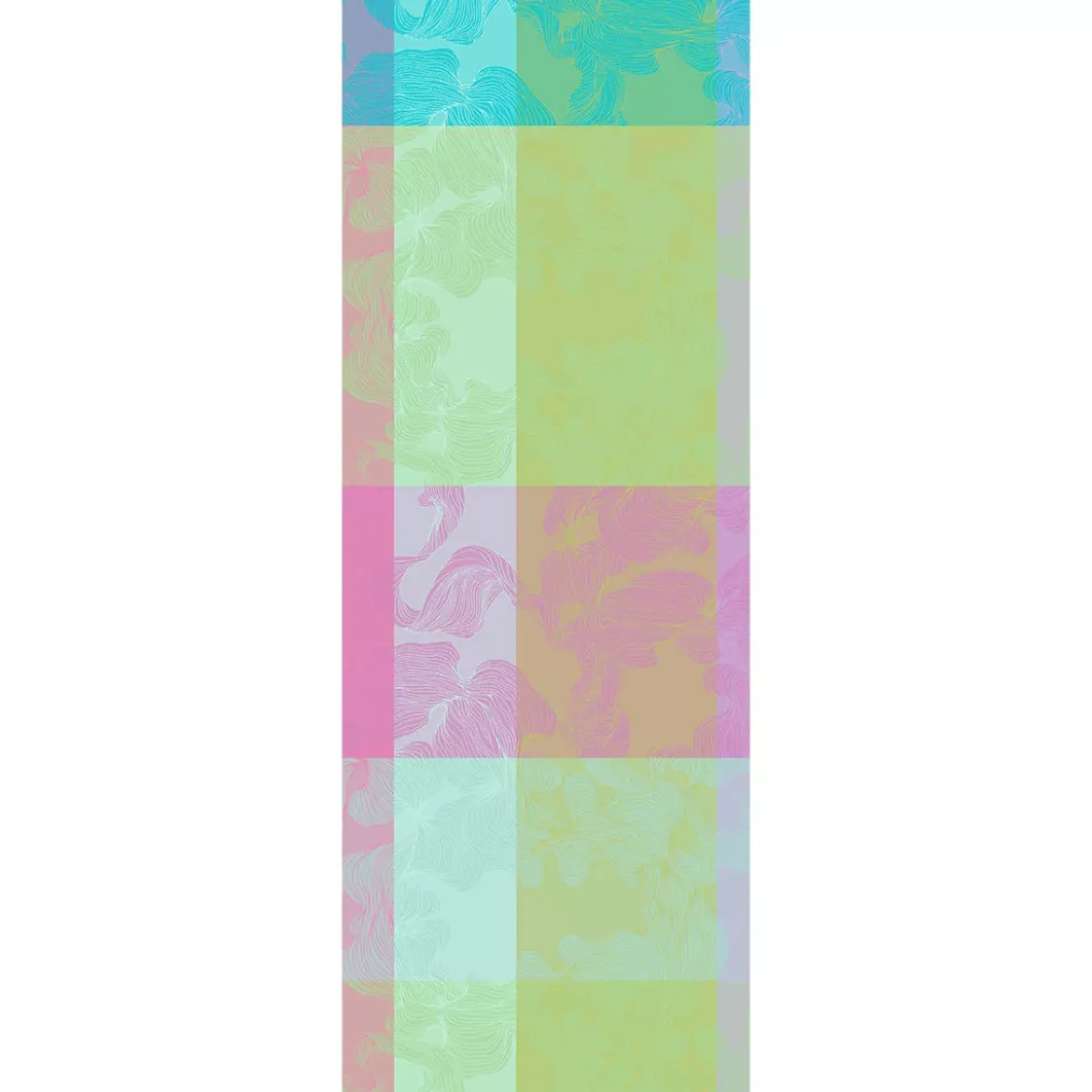 Chemin de table pur coton motif jacquard bleu rose vert Mille vertiges ara