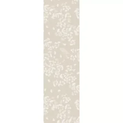 Chemin de table pur coton motif jacquard beige Mille ginkos naturel