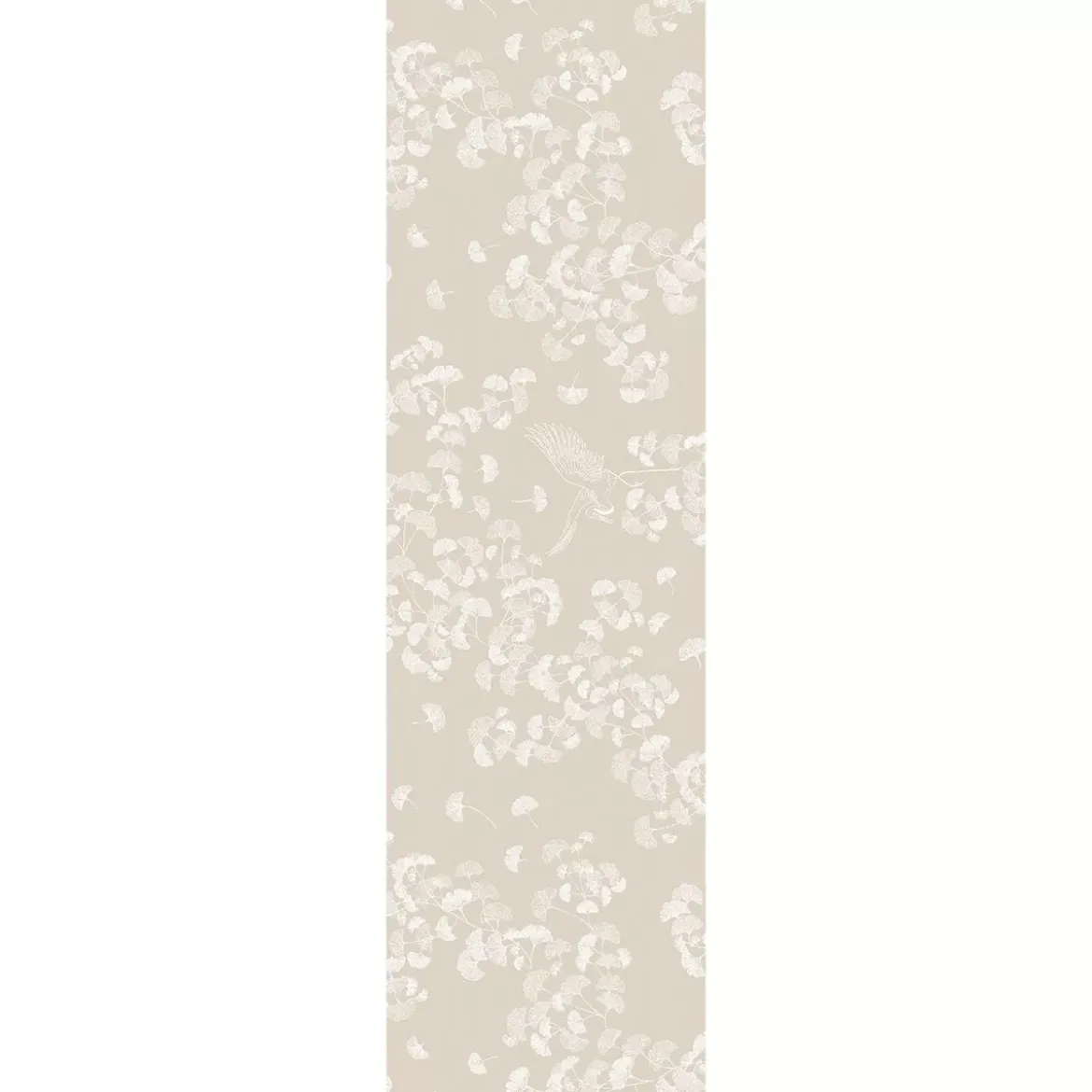Chemin de table pur coton motif jacquard beige Mille ginkos naturel