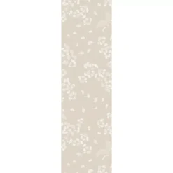 Chemin de table pur coton motif jacquard beige Mille ginkos naturel