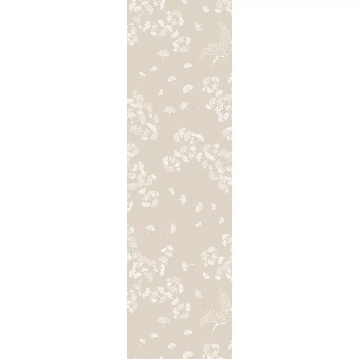 Chemin de table pur coton motif jacquard beige Mille ginkos naturel