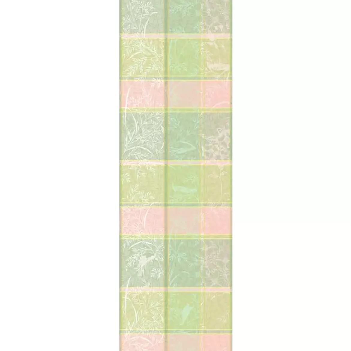Chemin de table pur coton motif jacquard rose vert Mille printemps eclosion
