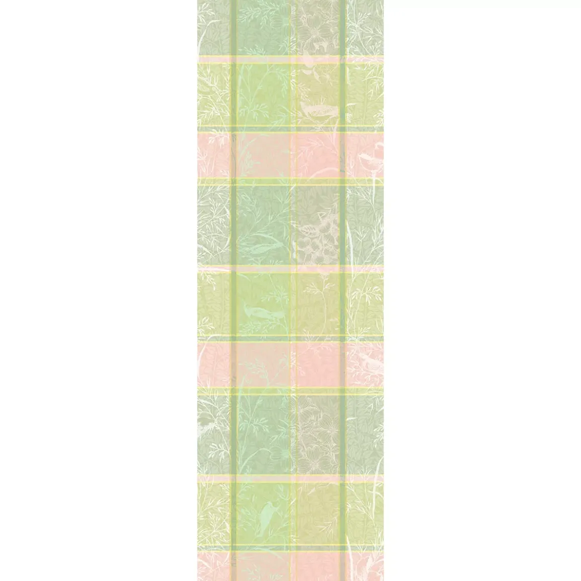 Chemin de table pur coton motif jacquard rose vert Mille printemps eclosion