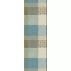 Chemin de table pur coton motif jacquard bleu beige Mille zen ecume