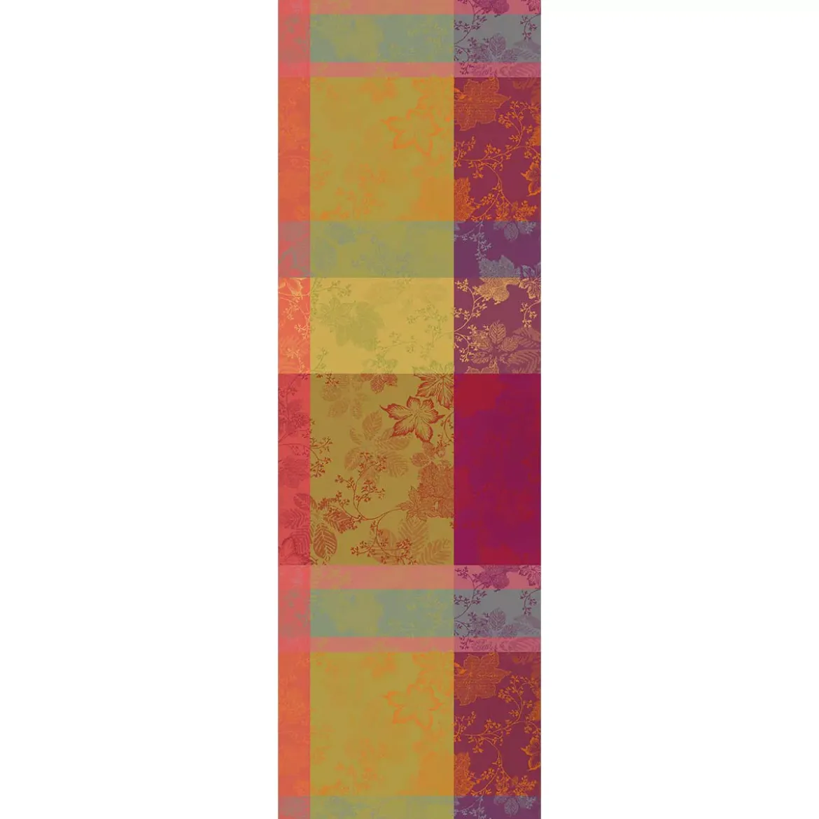 Chemin de table pur coton motif jacquard orange bordeaux Mille sous bois automne