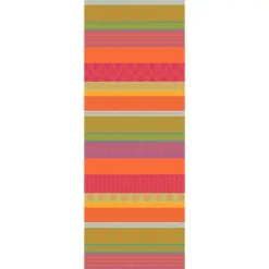 Chemin de table pur coton motif jacquard vert orange Mille broderies samba