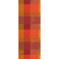 Chemin de table pur coton motif jacquard orange rouge Mille senteurs epices
