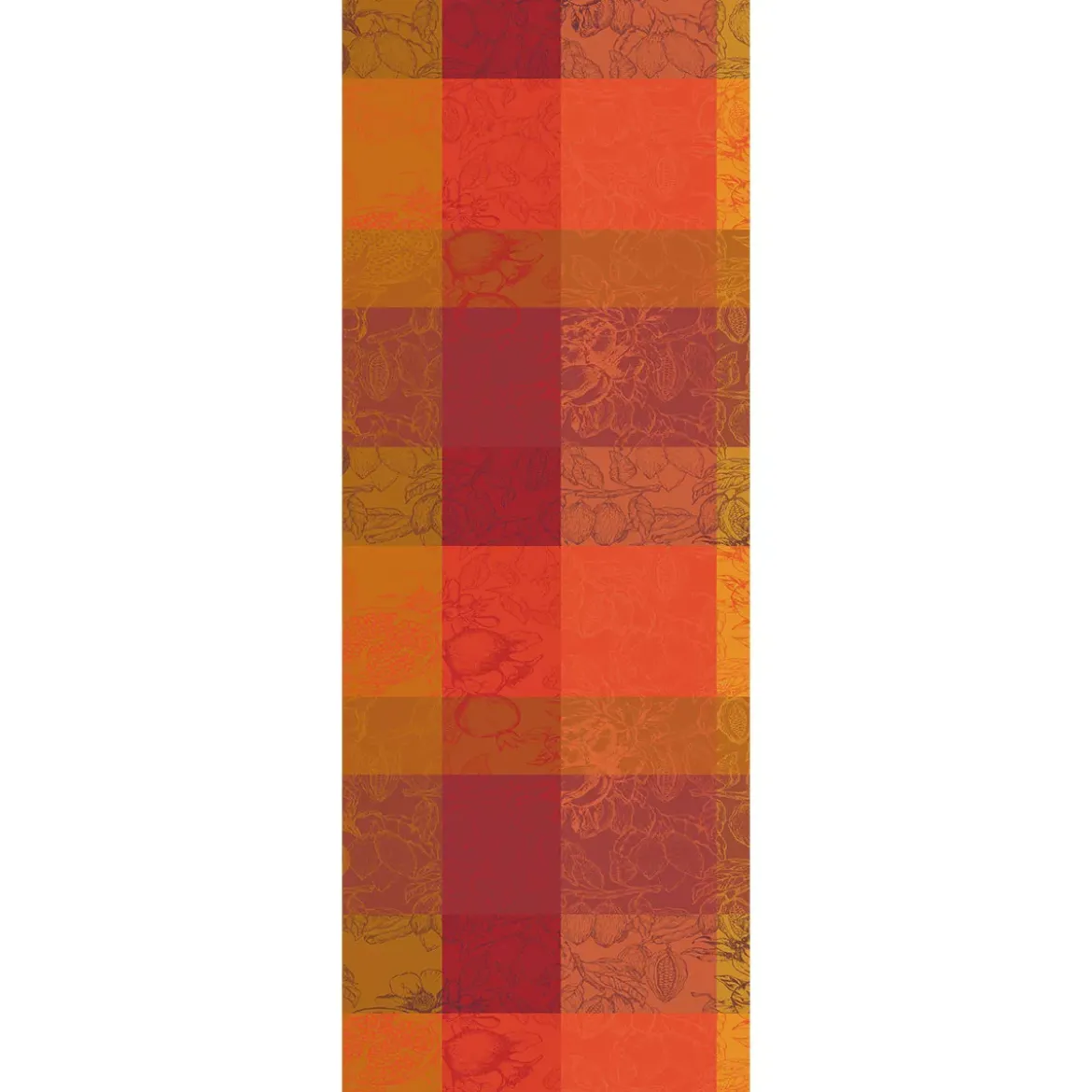 Chemin de table pur coton motif jacquard orange rouge Mille senteurs epices