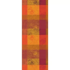 Chemin de table pur coton motif jacquard orange rouge Mille senteurs epices