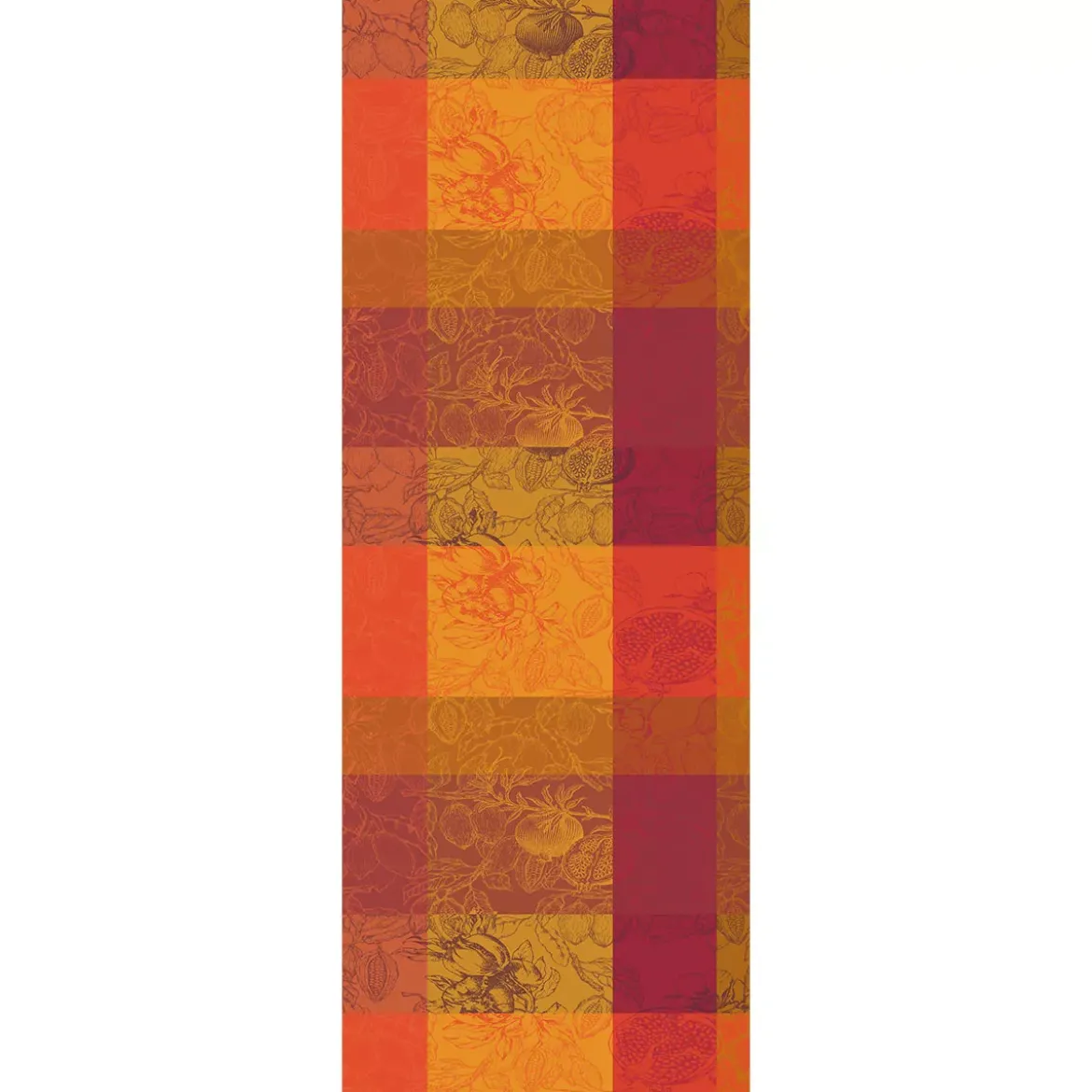 Chemin de table pur coton motif jacquard orange rouge Mille senteurs epices