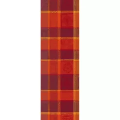 Chemin de table pur coton motif jacquard orange rouge Mille wax ketchup