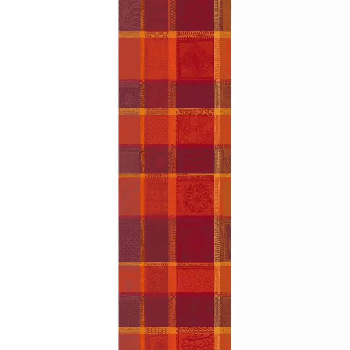 Chemin de table pur coton motif jacquard orange rouge Mille wax ketchup