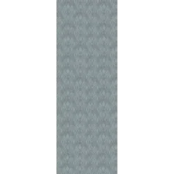 Chemin de table pur coton motif jacquard bleu Mille ikats zinc