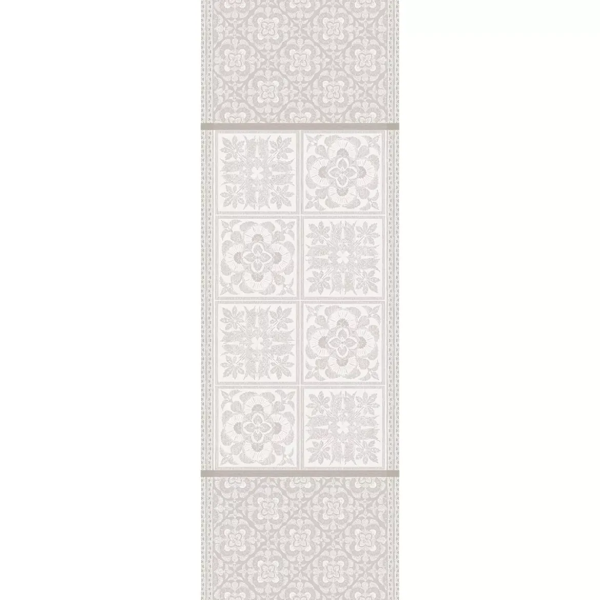 Chemin de table pur lin antitache motif jacquard beige Harmonie beige