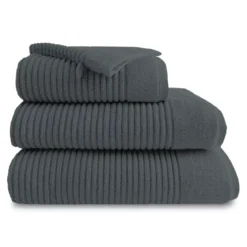 Drap de bain pur coton 575 g/m² uni anthracite Vitae titane