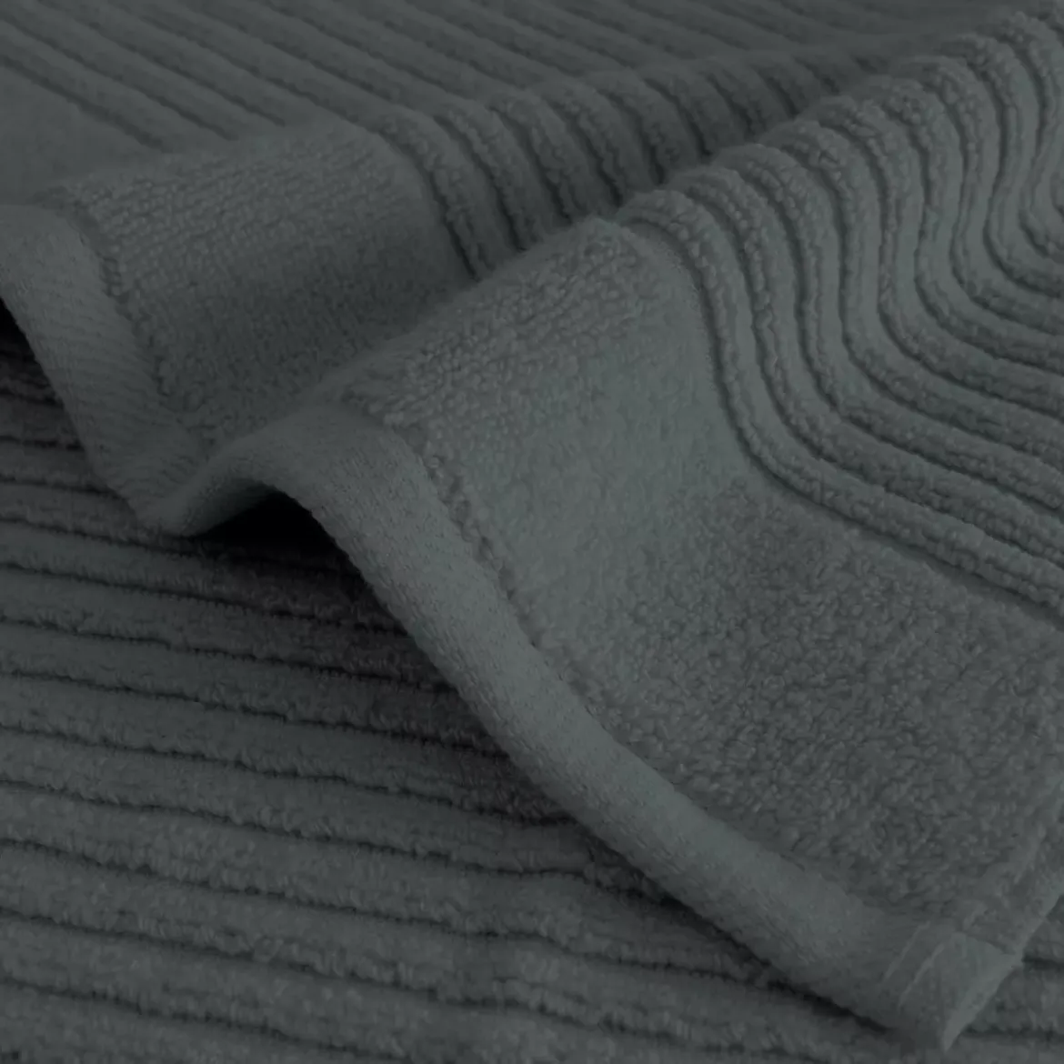 Drap de bain pur coton 575 g/m² uni anthracite Vitae titane
