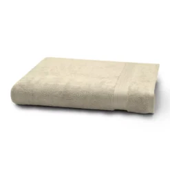 Drap de bain pur coton 550 g/m² uni beige Elea angora