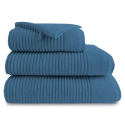 Drap de bain pur coton 575 g/m² uni bleu Vitae denim