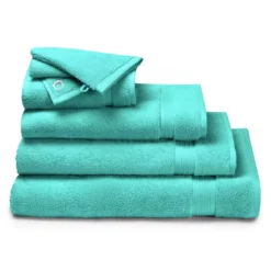 Drap de bain pur coton 550 g/m² uni bleu Elea curacao