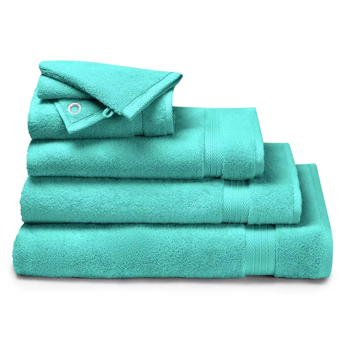 Drap de bain pur coton 550 g/m² uni bleu Elea curacao