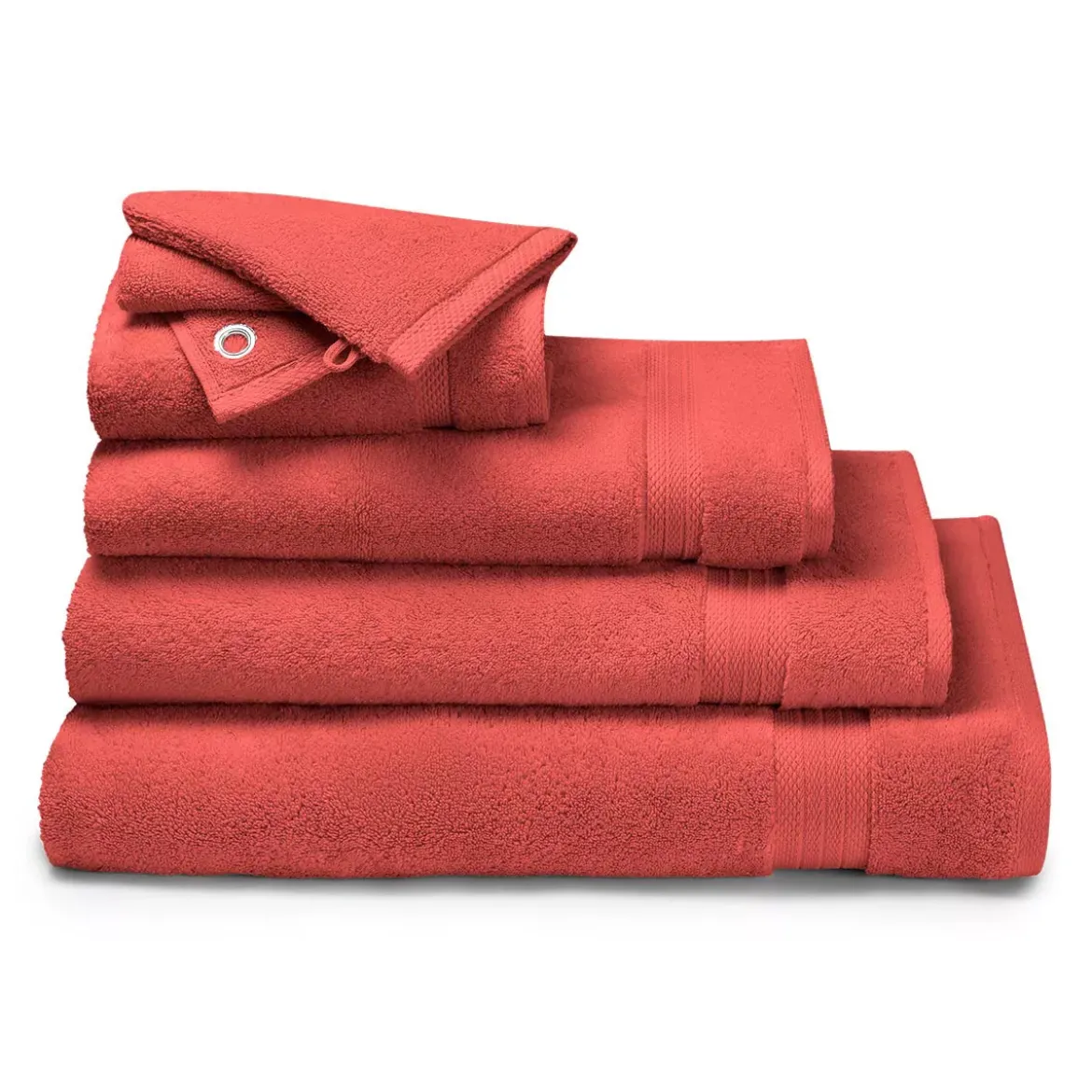 Drap de bain pur coton 550 g/m² uni rose Elea corail