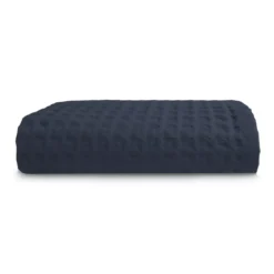 Drap de douche pur coton 240 g/m² nid d'abeille marine Detente navy