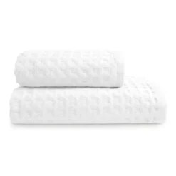Drap de douche pur coton 240 g/m² nid d'abeille blanc Detente neige