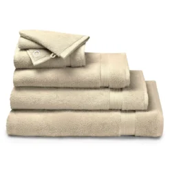 Drap de douche pur coton 550 g/m² uni beige Elea angora
