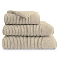 Drap de douche pur coton 575 g/m² uni beige Vitae stone
