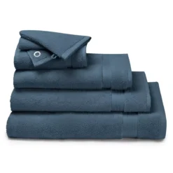 Drap de douche pur coton 550 g/m² uni bleu Elea bleu ardoise
