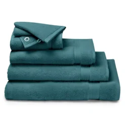 Drap de douche pur coton 550 g/m² uni bleu Elea petrole