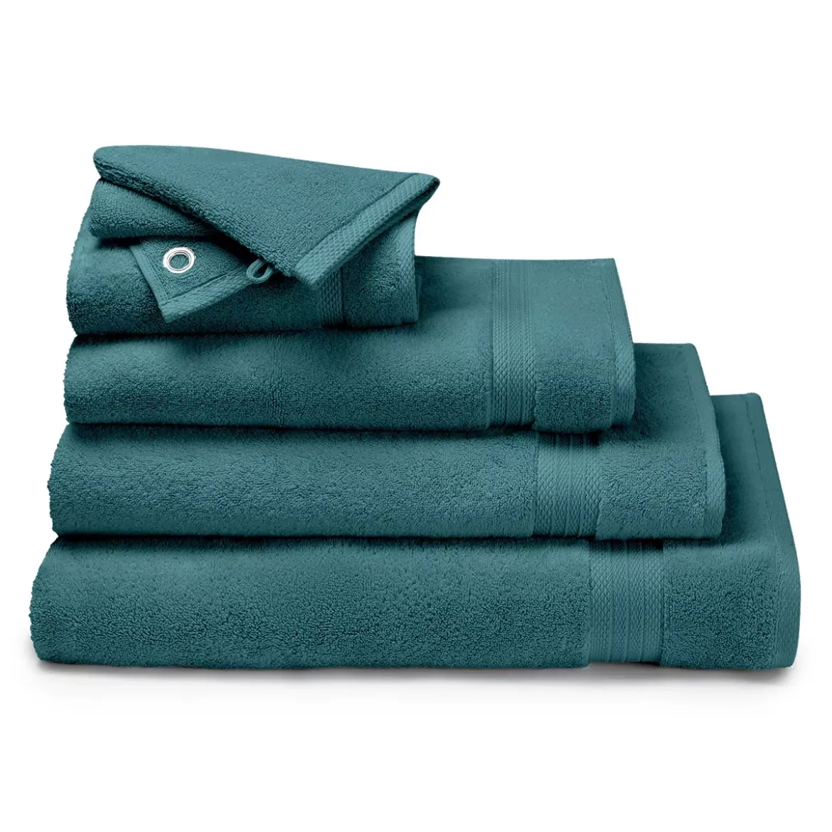 Drap de douche pur coton 550 g/m² uni bleu Elea petrole