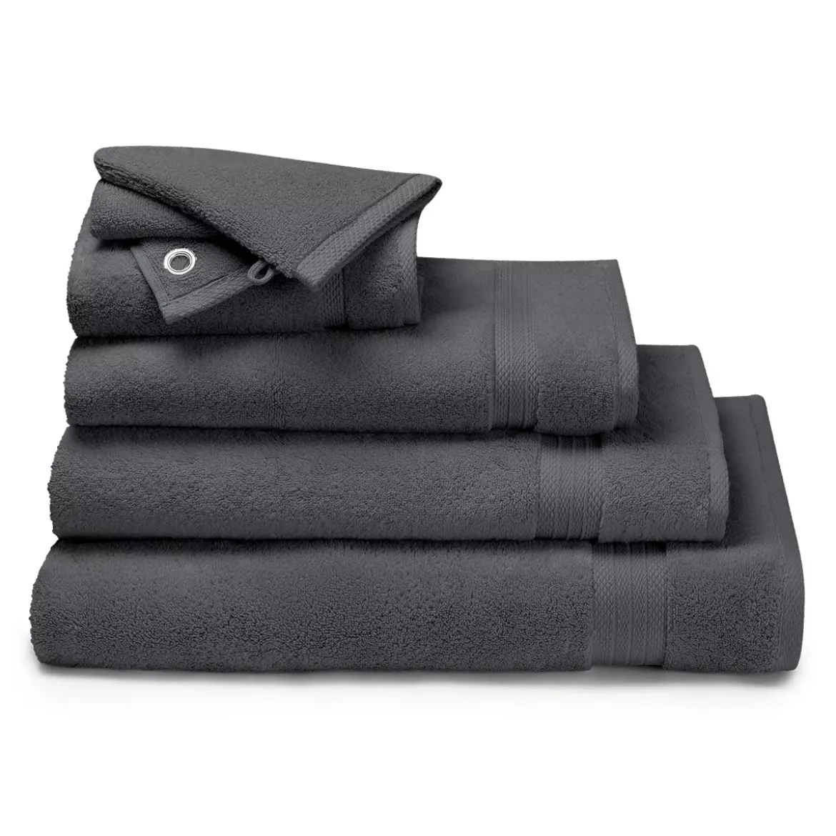 Drap de douche pur coton 550 g/m² uni anthracite Elea carbone