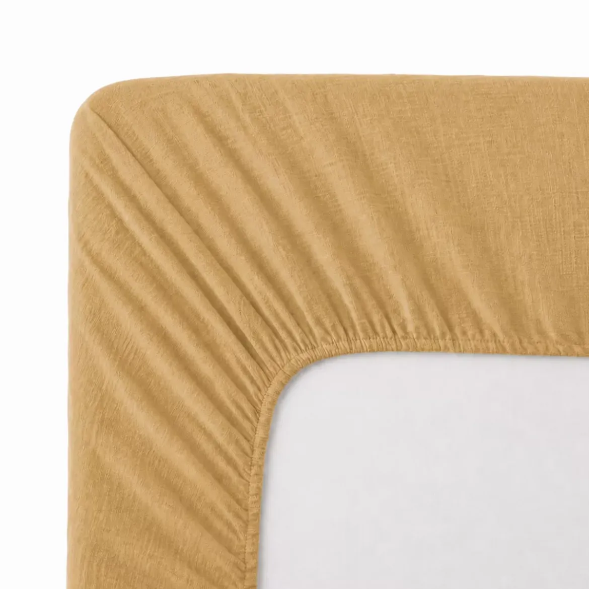 Drap housse b30 gaze de coton lavé uni marron Malia houblon