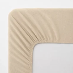 Drap housse b30 gaze de coton lavé uni beige Malia lin
