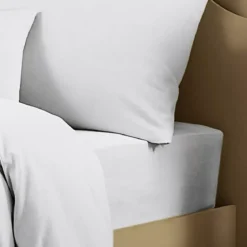 Drap housse b35 lin & coton 160 g/m² uni blanc Le metis francais neige