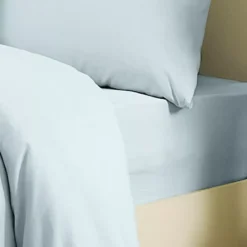 Drap housse b35 lin & coton 160 g/m² uni bleu Le metis francais aqua