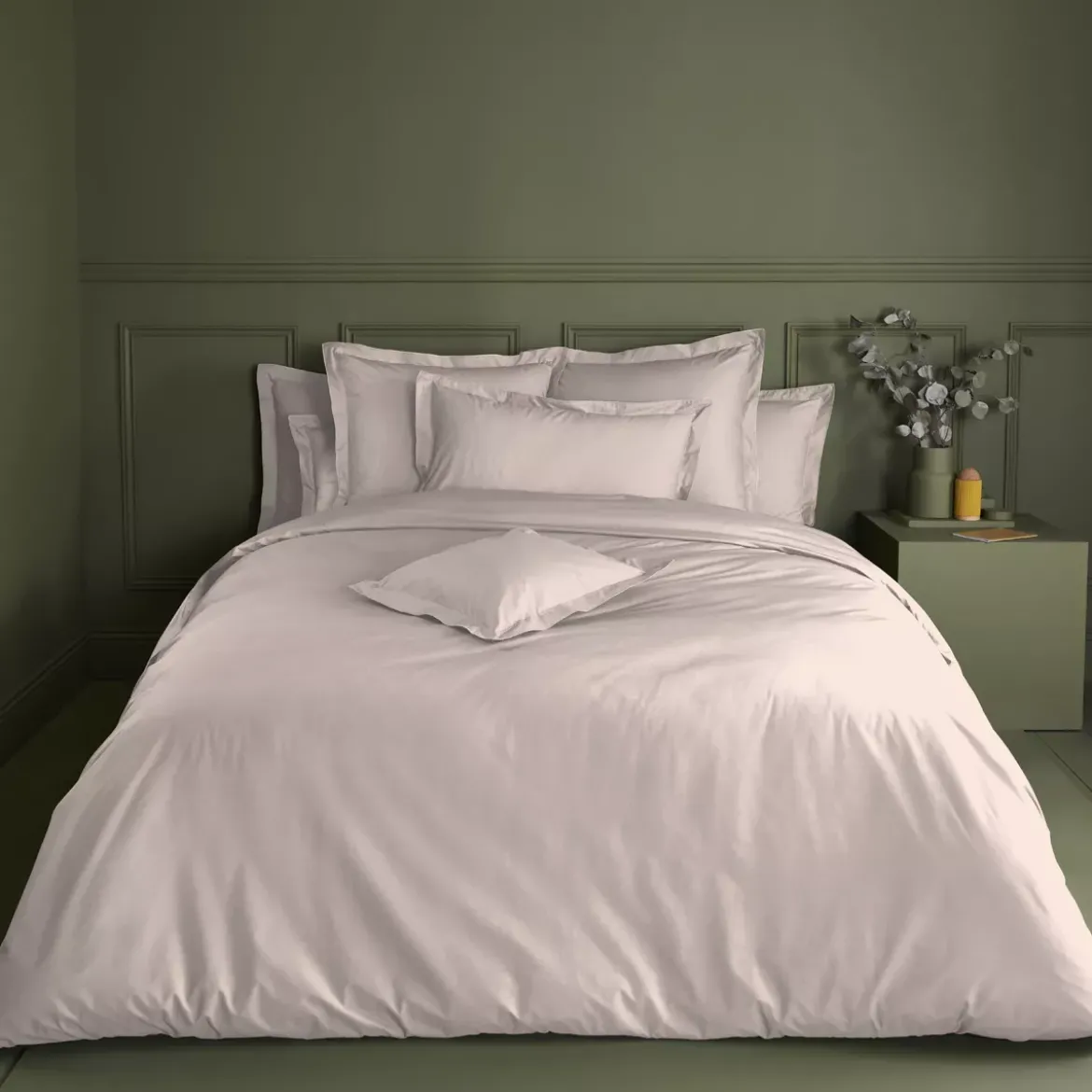 Drap housse b46 percale de coton uni rose Olana petale