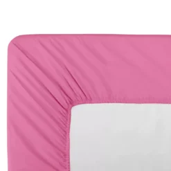 Drap housse b40 percale de coton uni rose La percale rose bonbon