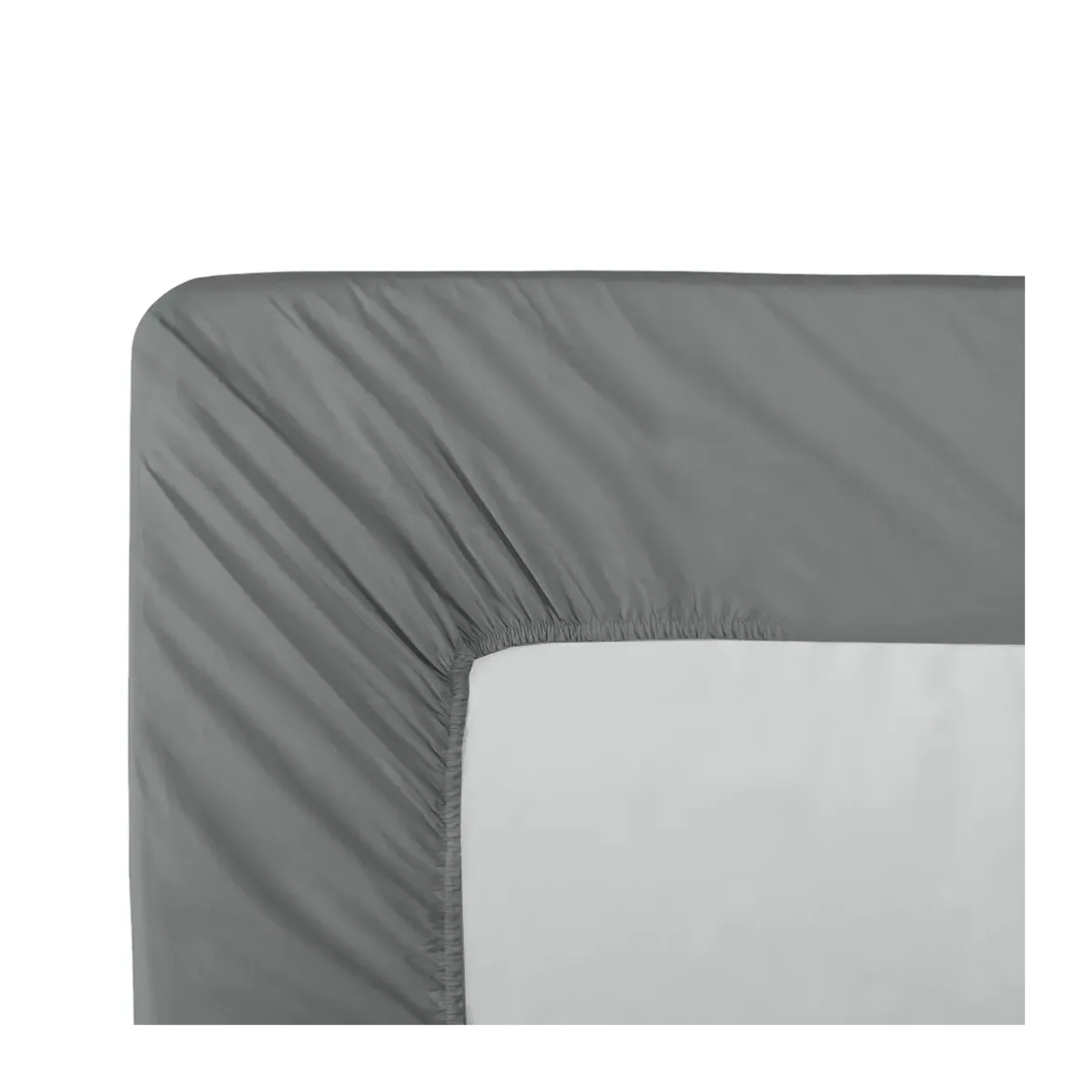 Drap housse b50 percale de coton uni anthracite La percale francaise acier