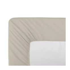 Drap housse b50 percale de coton uni beige La percale francaise lin
