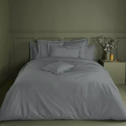 Drap housse b40 percale de coton uni anthracite La percale francaise acier