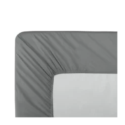 Drap housse b40 percale de coton uni anthracite La percale francaise acier