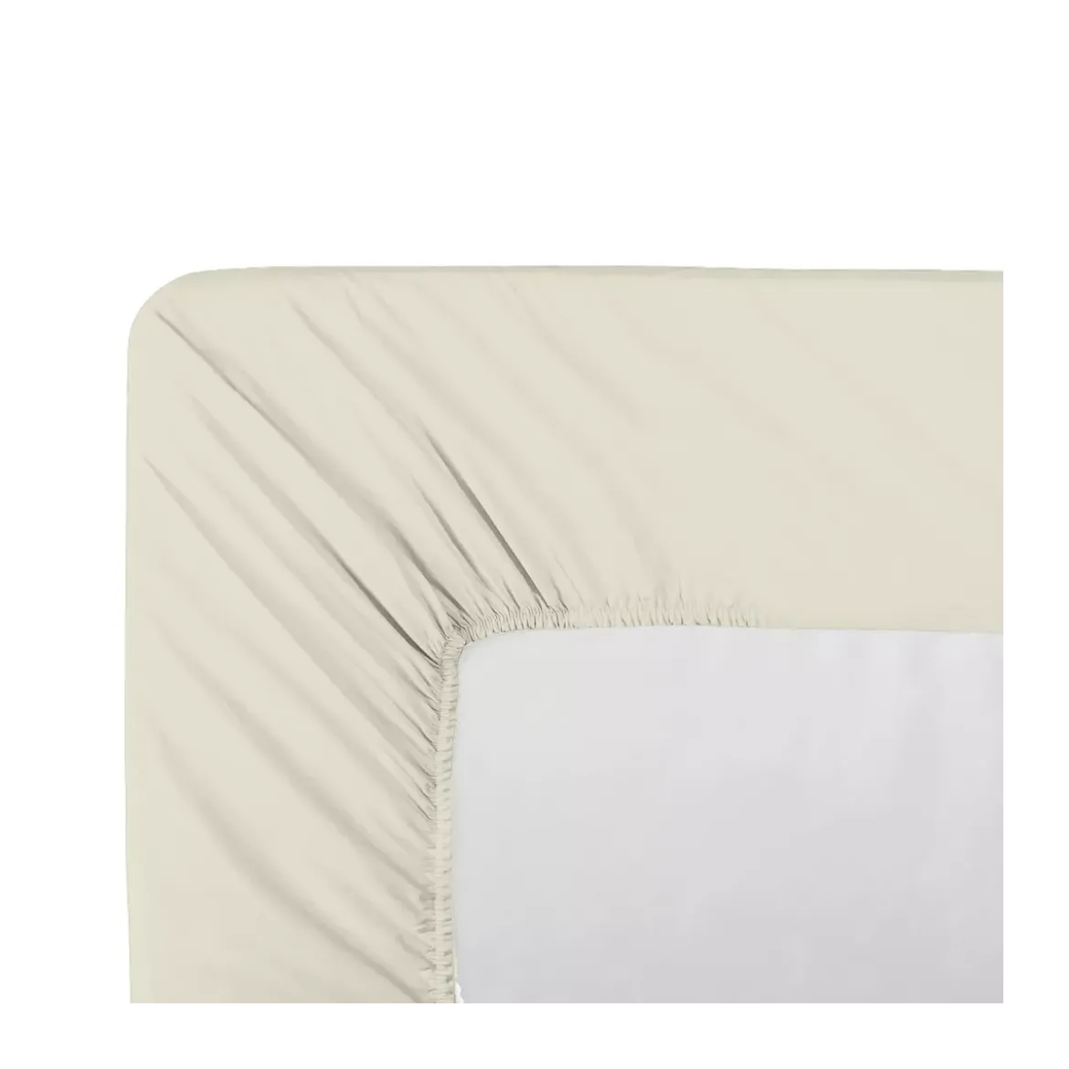 Drap housse b40 percale de coton uni ecru La percale francaise blanc casse