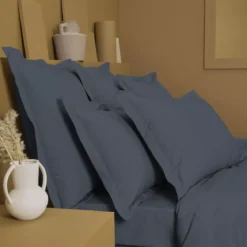 Drap housse b40 percale de coton uni bleu La percale francaise bleu